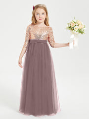 Robe Étincelante de Demoiselle d'Honneur Junior Top en Paillettes Vintage Mauve