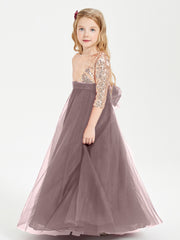 Robe Étincelante de Demoiselle d'Honneur Junior Top en Paillettes Vintage Mauve