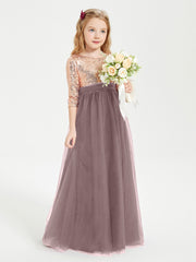 Robe Étincelante de Demoiselle d'Honneur Junior Top en Paillettes Vintage Mauve