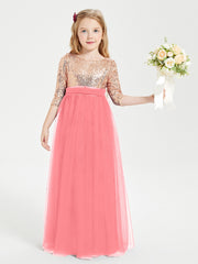 Robe Étincelante de Demoiselle d'Honneur Junior Top en Paillettes Pastèque