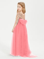 Robe Étincelante de Demoiselle d'Honneur Junior Top en Paillettes Pastèque