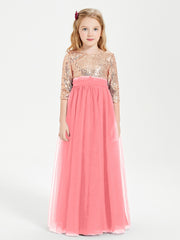 Robe Étincelante de Demoiselle d'Honneur Junior Top en Paillettes Pastèque