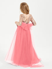 Robe Étincelante de Demoiselle d'Honneur Junior Top en Paillettes Pastèque