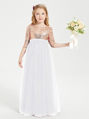 Robe Étincelante de Demoiselle d'Honneur Junior Top en Paillettes Blanc