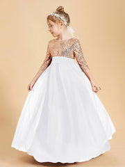 Robe Étincelante de Demoiselle d'Honneur Junior Top en Paillettes Blanc