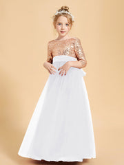 Robe Étincelante de Demoiselle d'Honneur Junior Top en Paillettes Blanc