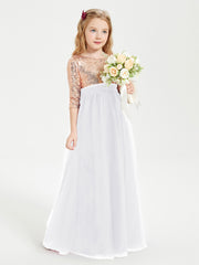 Robe Étincelante de Demoiselle d'Honneur Junior Top en Paillettes Blanc