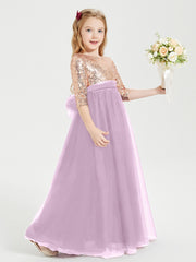 Robe Étincelante de Demoiselle d'Honneur Junior Top en Paillettes Glycine