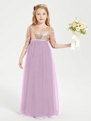 Robe Étincelante de Demoiselle d'Honneur Junior Top en Paillettes Glycine