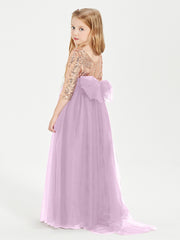 Robe Étincelante de Demoiselle d'Honneur Junior Top en Paillettes Glycine