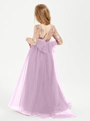 Robe Étincelante de Demoiselle d'Honneur Junior Top en Paillettes Glycine