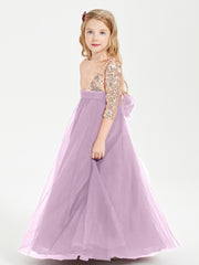 Robe Étincelante de Demoiselle d'Honneur Junior Top en Paillettes Glycine