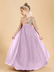Robe Étincelante de Demoiselle d'Honneur Junior Top en Paillettes Glycine