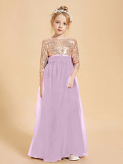 Robe Étincelante de Demoiselle d'Honneur Junior Top en Paillettes Glycine