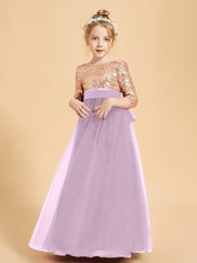 Robe Étincelante de Demoiselle d'Honneur Junior Top en Paillettes Glycine