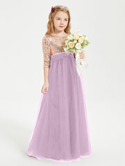 Robe Étincelante de Demoiselle d'Honneur Junior Top en Paillettes Glycine