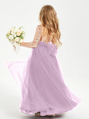 Robe Étincelante de Demoiselle d'Honneur Junior Top en Paillettes Glycine