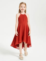 Junior Robes de Demoiselle d'Honneur Longueur de Mollet avec Jupe Asymétrique Emeraude