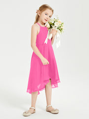 Junior Robes de Demoiselle d'Honneur Longueur de Mollet avec Jupe Asymétrique Azalée