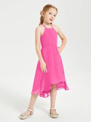 Junior Robes de Demoiselle d'Honneur Longueur de Mollet avec Jupe Asymétrique Azalée