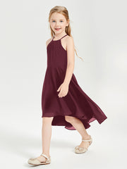 Junior Robes de Demoiselle d'Honneur Longueur de Mollet avec Jupe Asymétrique Cabernet