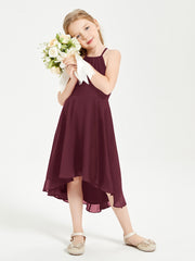 Junior Robes de Demoiselle d'Honneur Longueur de Mollet avec Jupe Asymétrique Cabernet