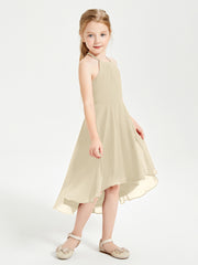 Junior Robes de Demoiselle d'Honneur Longueur de Mollet avec Jupe Asymétrique Champagne