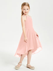 Junior Robes de Demoiselle d'Honneur Longueur de Mollet avec Jupe Asymétrique Corail