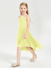 Junior Robes de Demoiselle d'Honneur Longueur de Mollet avec Jupe Asymétrique Jonquille