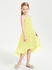 Junior Robes de Demoiselle d'Honneur Longueur de Mollet avec Jupe Asymétrique Jonquille