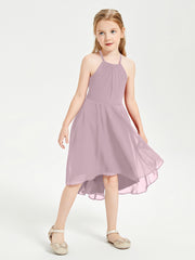 Junior Robes de Demoiselle d'Honneur Longueur de Mollet avec Jupe Asymétrique Dusk