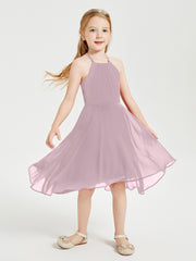 Junior Robes de Demoiselle d'Honneur Longueur de Mollet avec Jupe Asymétrique Dusk