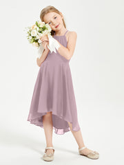 Junior Robes de Demoiselle d'Honneur Longueur de Mollet avec Jupe Asymétrique Dusk