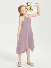 Junior Robes de Demoiselle d'Honneur Longueur de Mollet avec Jupe Asymétrique Dusk