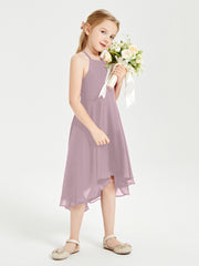 Junior Robes de Demoiselle d'Honneur Longueur de Mollet avec Jupe Asymétrique Dusk