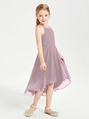 Junior Robes de Demoiselle d'Honneur Longueur de Mollet avec Jupe Asymétrique Dusk