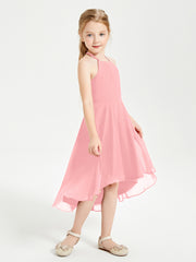 Junior Robes de Demoiselle d'Honneur Longueur de Mollet avec Jupe Asymétrique Flamant