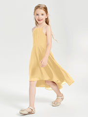 Junior Robes de Demoiselle d'Honneur Longueur de Mollet avec Jupe Asymétrique Or
