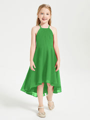 Junior Robes de Demoiselle d'Honneur Longueur de Mollet avec Jupe Asymétrique Vert