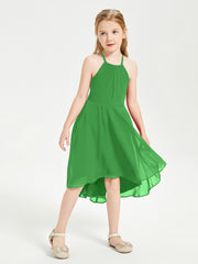 Junior Robes de Demoiselle d'Honneur Longueur de Mollet avec Jupe Asymétrique Vert