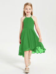 Junior Robes de Demoiselle d'Honneur Longueur de Mollet avec Jupe Asymétrique Vert