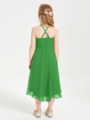 Junior Robes de Demoiselle d'Honneur Longueur de Mollet avec Jupe Asymétrique Vert