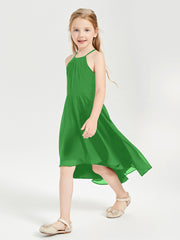 Junior Robes de Demoiselle d'Honneur Longueur de Mollet avec Jupe Asymétrique Vert