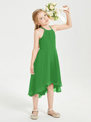 Junior Robes de Demoiselle d'Honneur Longueur de Mollet avec Jupe Asymétrique Vert