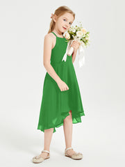 Junior Robes de Demoiselle d'Honneur Longueur de Mollet avec Jupe Asymétrique Vert