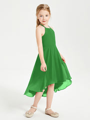 Junior Robes de Demoiselle d'Honneur Longueur de Mollet avec Jupe Asymétrique Vert