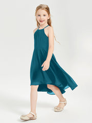 Junior Robes de Demoiselle d'Honneur Longueur de Mollet avec Jupe Asymétrique Bleu Encre