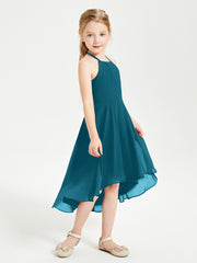 Junior Robes de Demoiselle d'Honneur Longueur de Mollet avec Jupe Asymétrique Bleu Encre