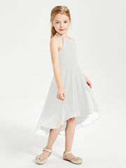 Junior Robes de Demoiselle d'Honneur Longueur de Mollet avec Jupe Asymétrique Ivoire
