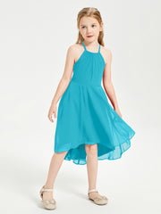 Junior Robes de Demoiselle d'Honneur Longueur de Mollet avec Jupe Asymétrique Jade